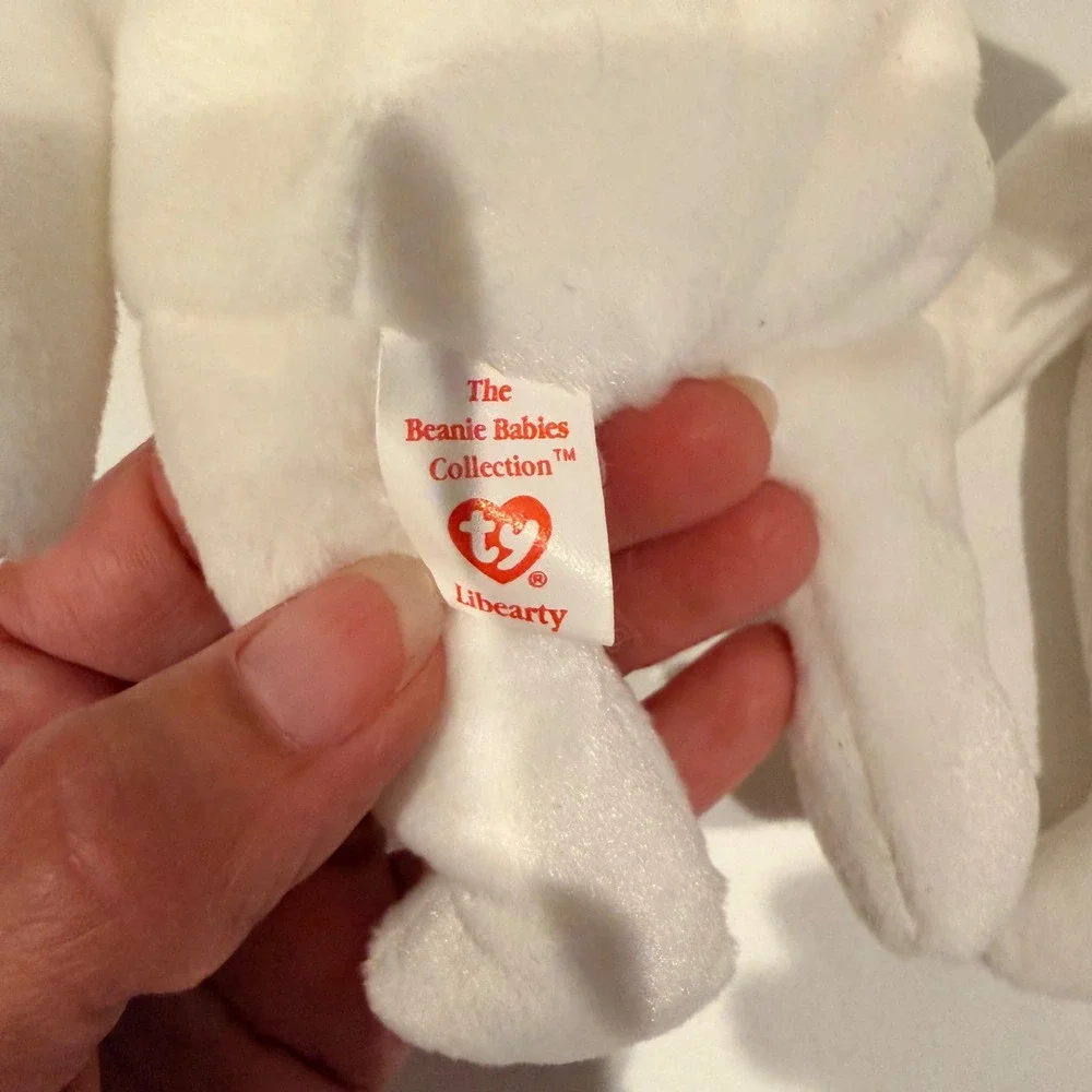 Ty Beanie Babies Libearty the Bear 1996 Set of 2 White American Flag Plush 4057